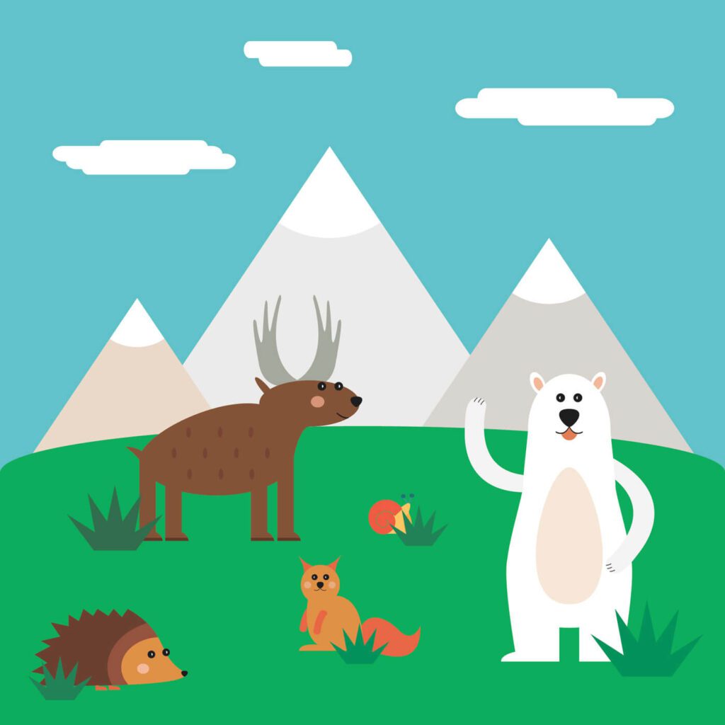 Vector illustration of cute north animal set for free vector design