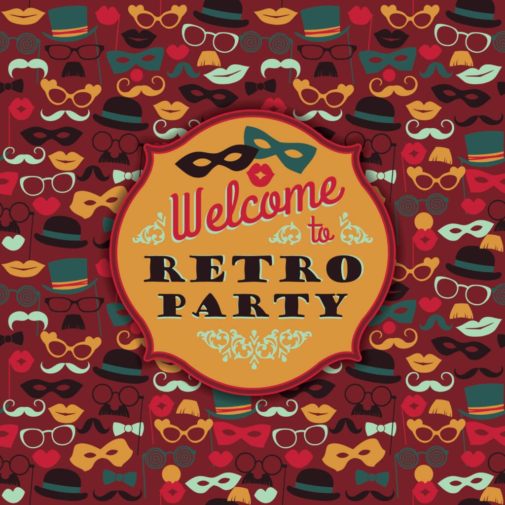 Invitation to fun retro party. Vector illustration.