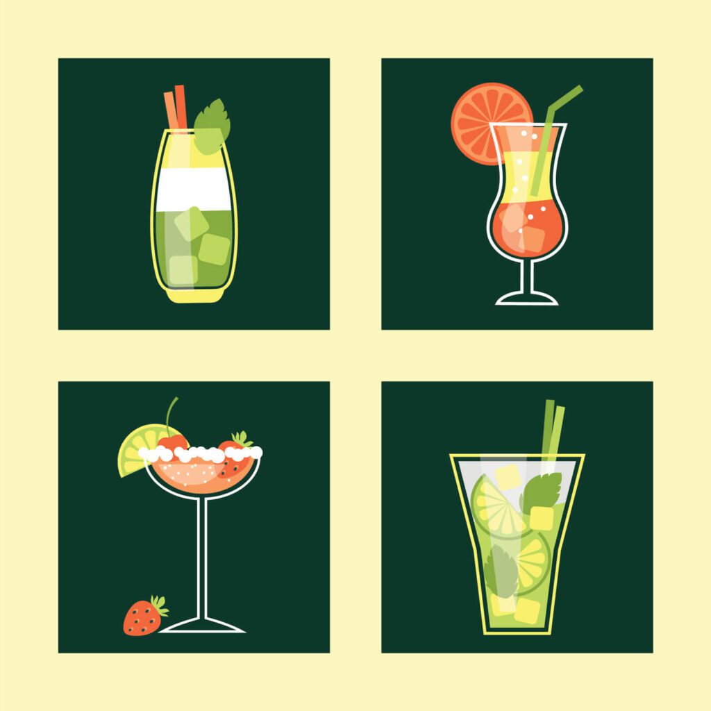 Cocktail Icon Set. Vector illustration