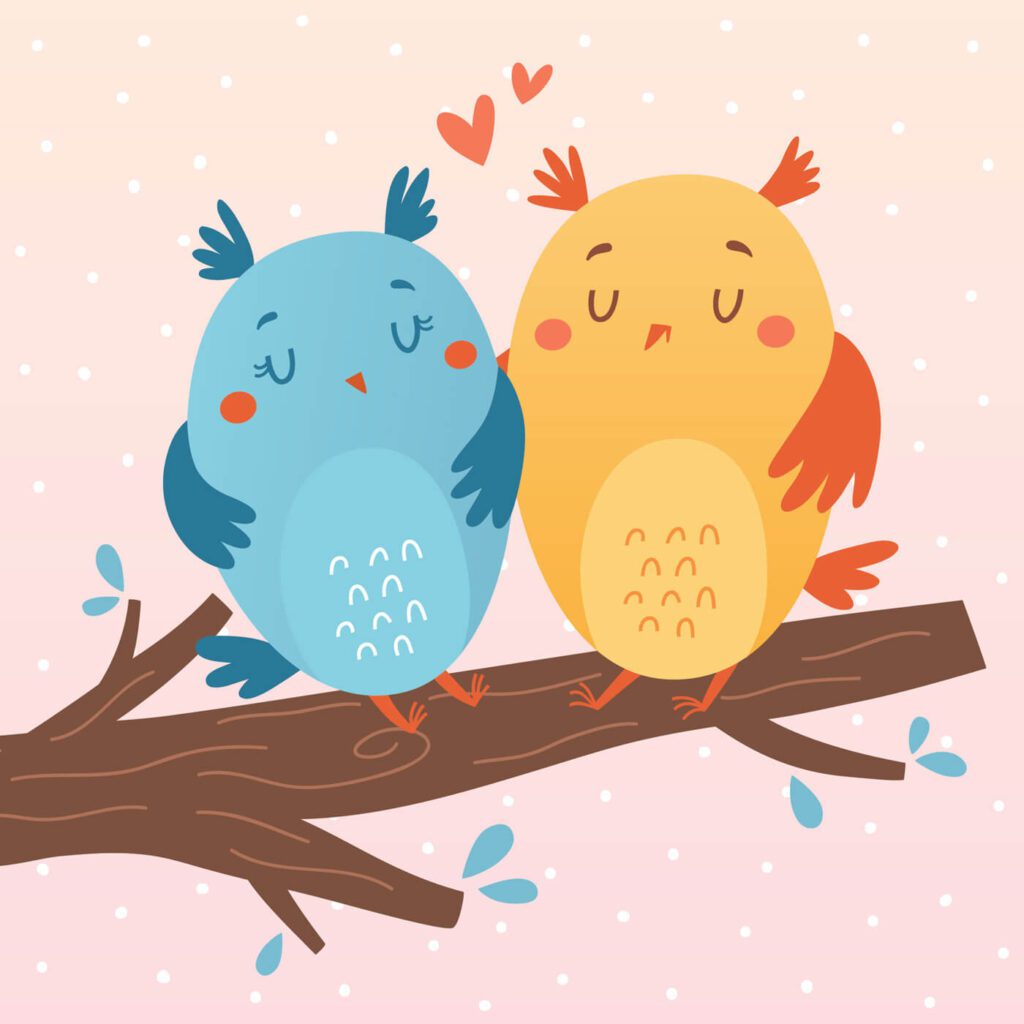 Vector illustration of owls in love