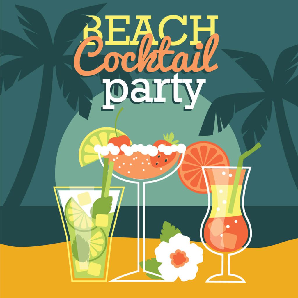 Beach cocktail party. Vector illustration