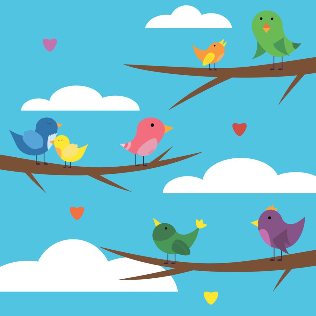 Vector illustration of cute bird set for free vector design