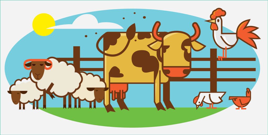 Characters farm pets vector illustration for design