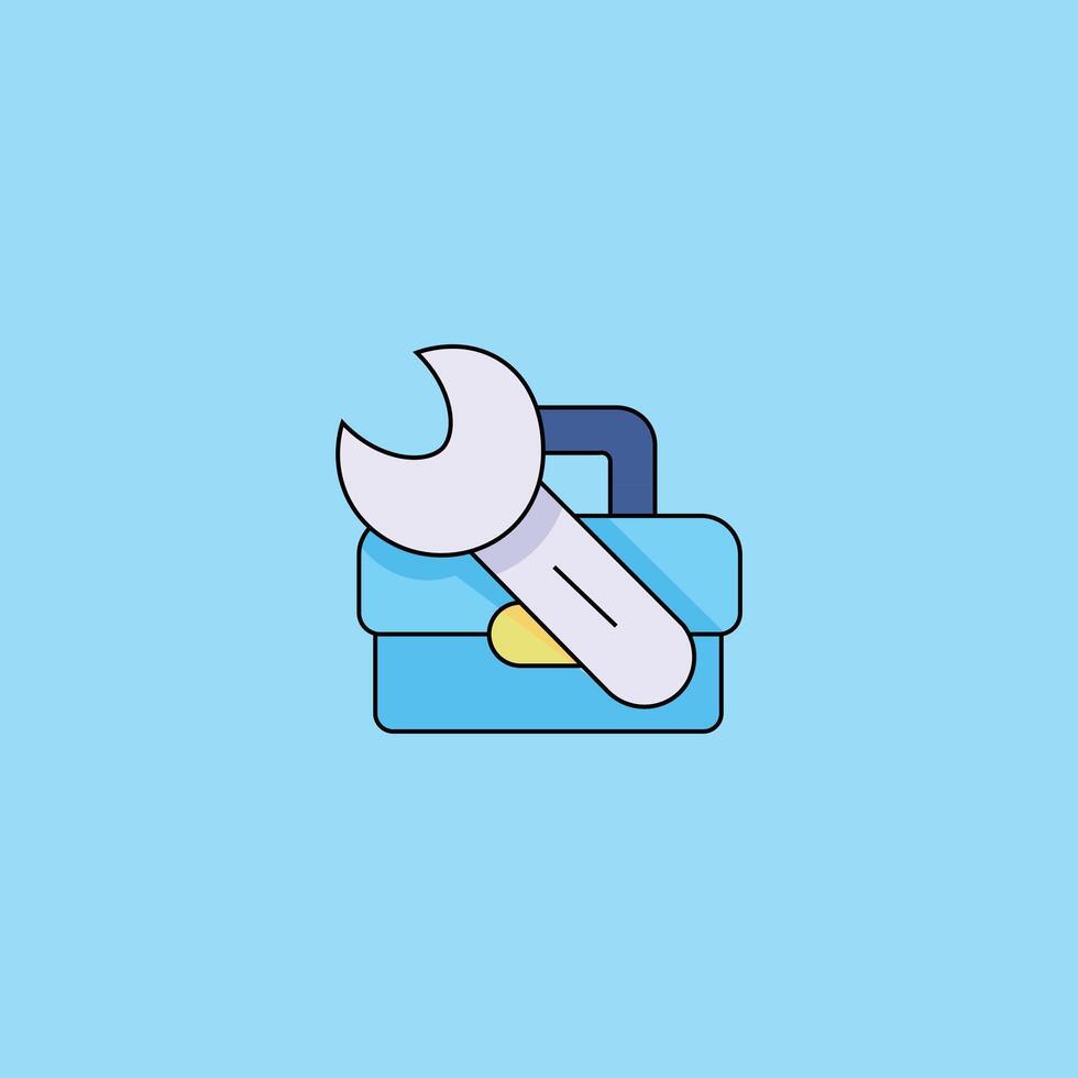 PrintTool box illustration on blue background, tool box icon. Stock Free