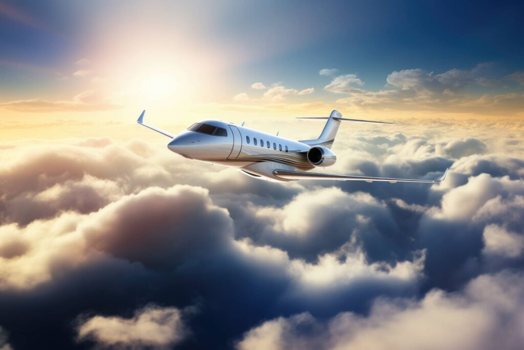 Private Jet Flying Over Clouds Stock Free