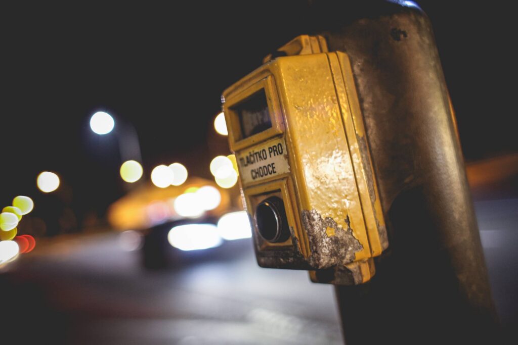 Push Button For Walk at Night Free Photo