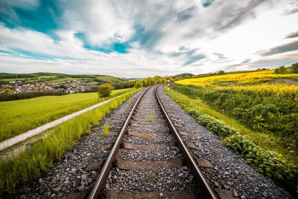 Railway Road in The Middle of a Field #2 Free Photo