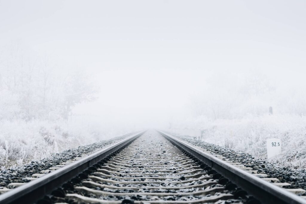 Railway Tracks in Winter Free Photo