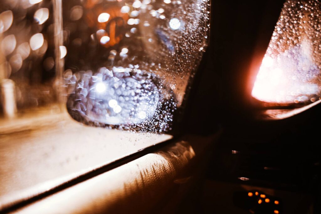 Rainy Street at Night from Car Free Photo