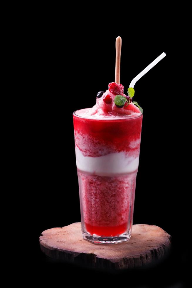 Raspberry smoothie on black background Stock Free