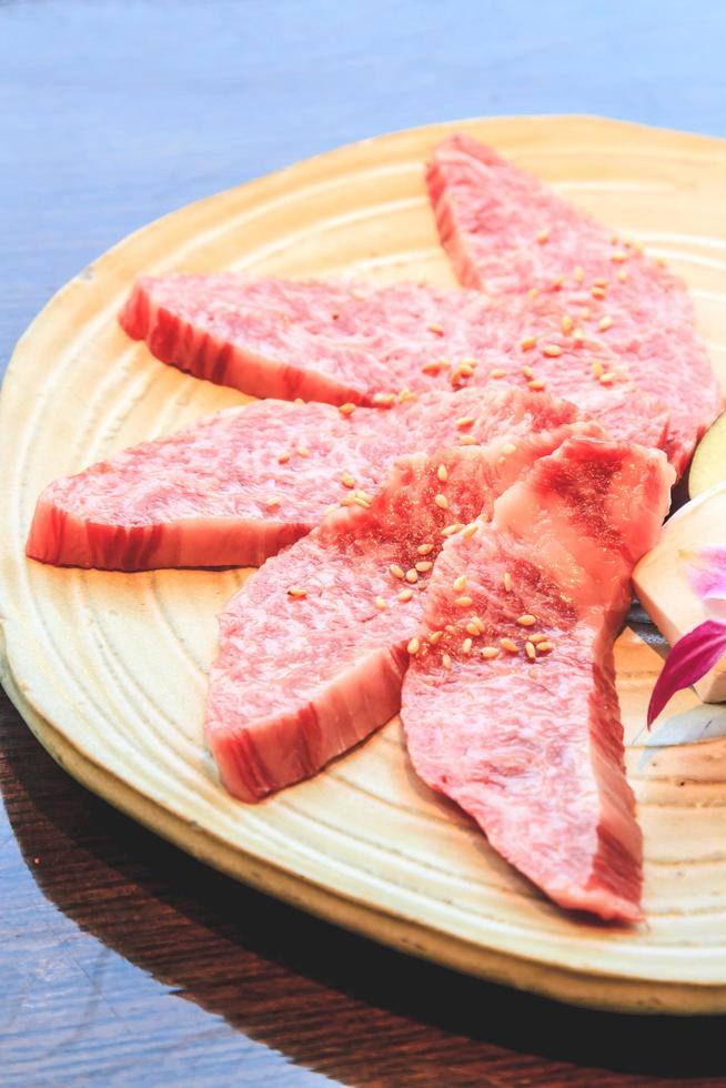 Raw beef slice for barbecue, Japanese food, Yakiniku Stock Free