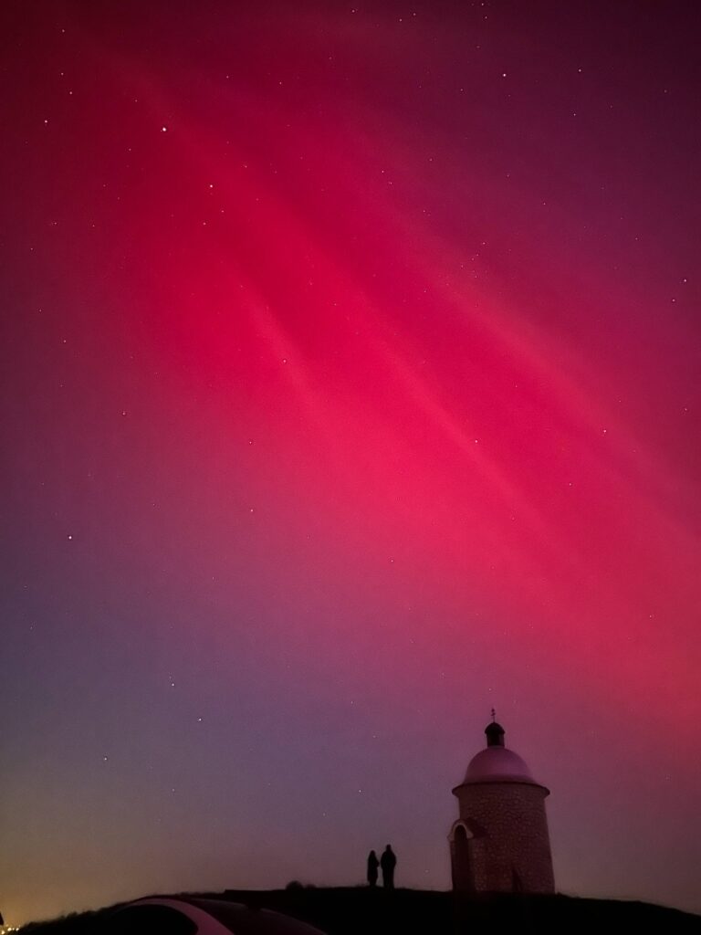 Real Aurora Borealis over Hradistek in Velke Bilovice Czechia May 10 2024 Free Photo