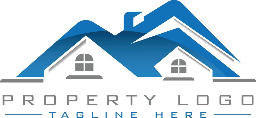 Real estate property logo design with house icon Stock Free