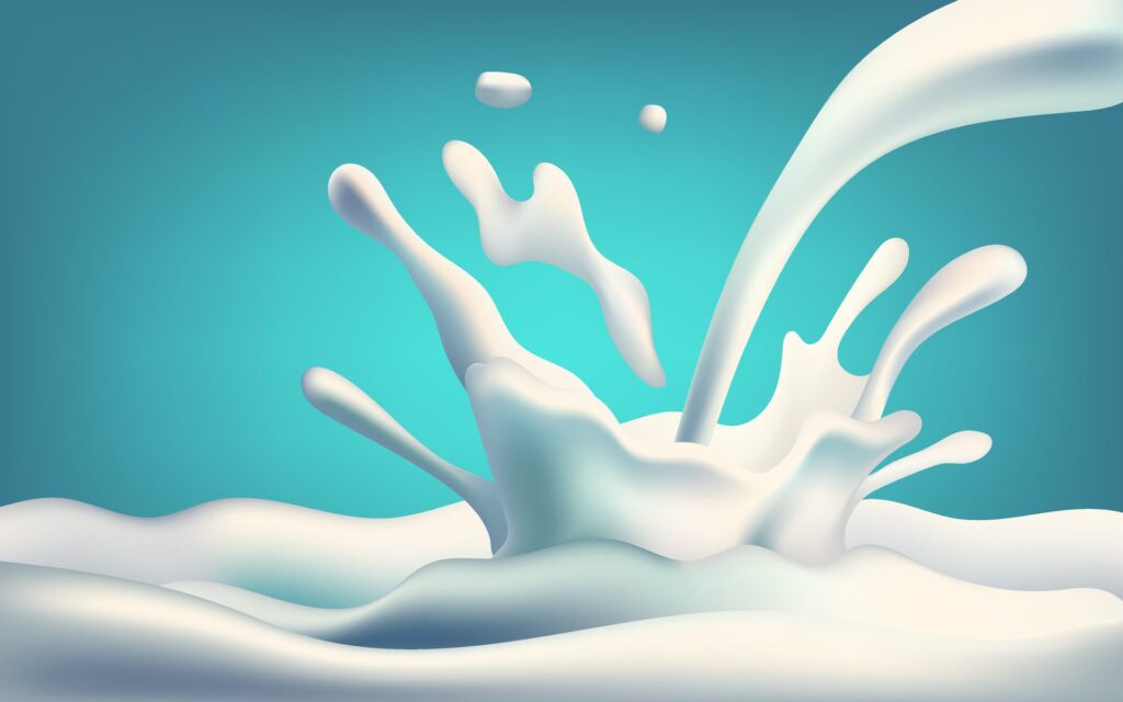 Realistic vector illustration of flowing milk. The dynamic yogurt swirl and splash evoke freshness and purity, making it perfect for branding and packaging. Not . Free Vector