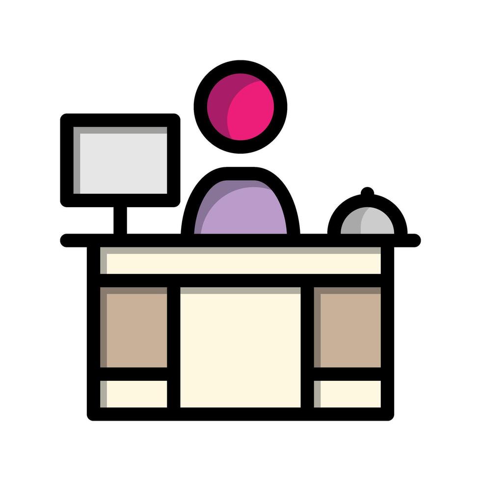 Reception flat icon. editable hotel room booking service symbol. Stock Free