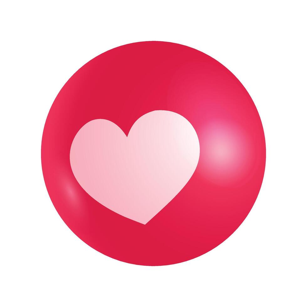 Red button love with heart icon symbol and social media communication sign Stock Free