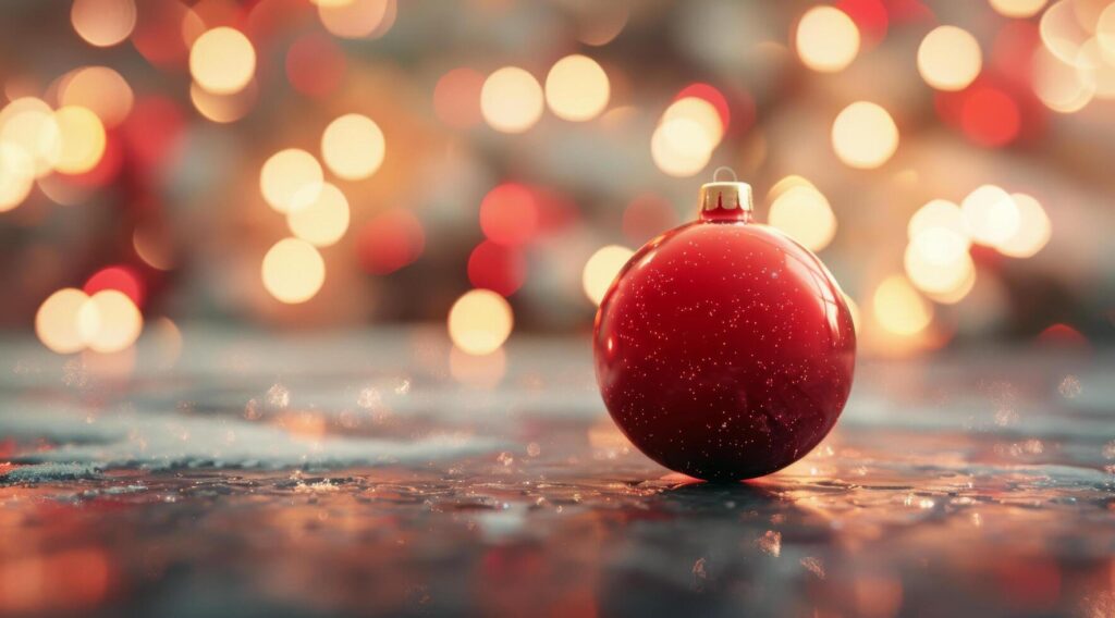 Red Christmas Ornament With Glittering Background Stock Free