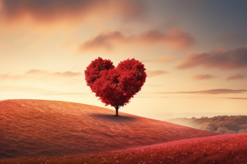 Red Heart-shaped Love Tree Stock Free