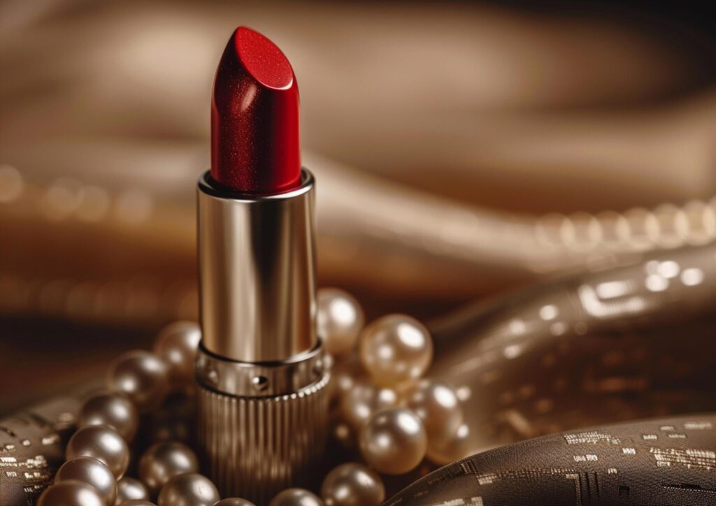 Red lipstick on luxury podium generated by AI. Free Photo