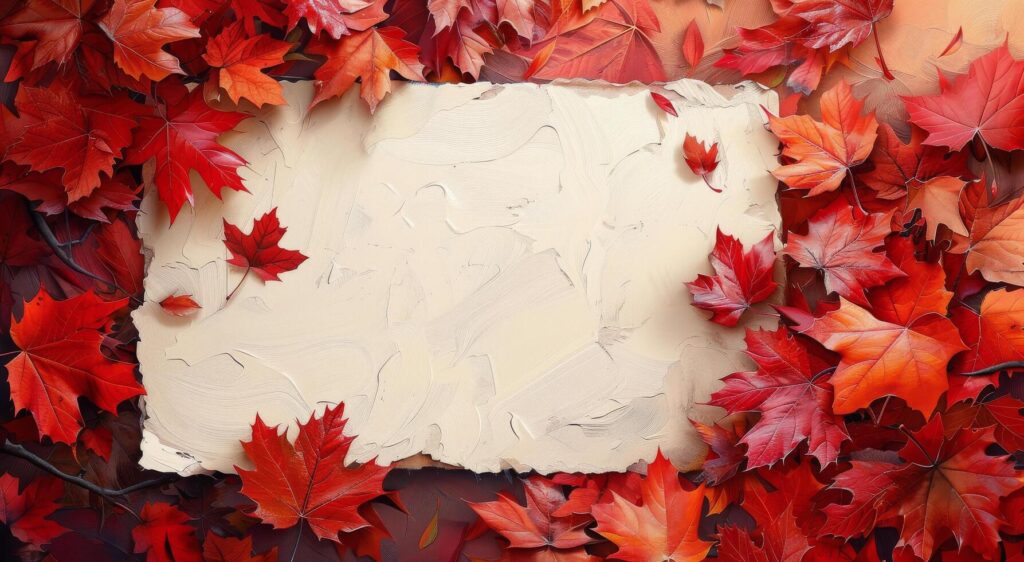 Red Maple Leaves Surrounding Blank Paper Background Stock Free