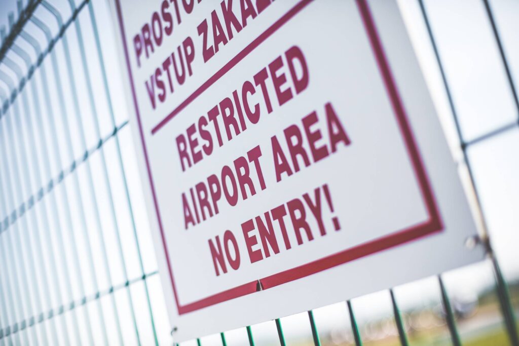 Restricted Airport Area Sign — No Entry! Free Photo