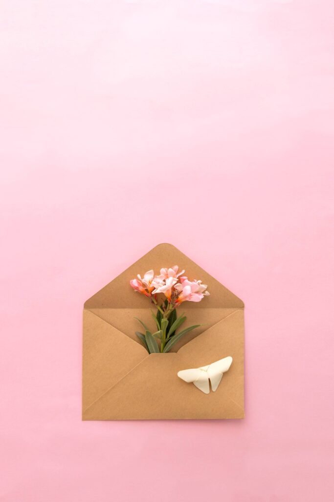 Retro Envelope with Flowers Inside Free Photo