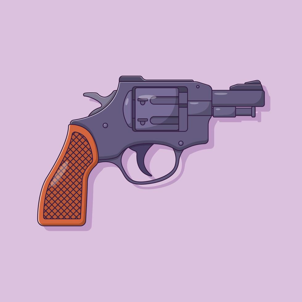 Revolver Gun Vector Icon Illustration. Handgun Vector. Flat Cartoon Style Suitable for Web Landing Page, Banner, Flyer, Sticker, Wallpaper, Background Stock Free