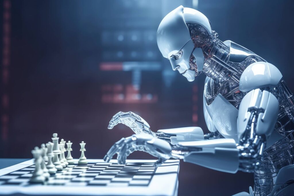 Robot Playing Chess Artificial Intelligence Stock Free