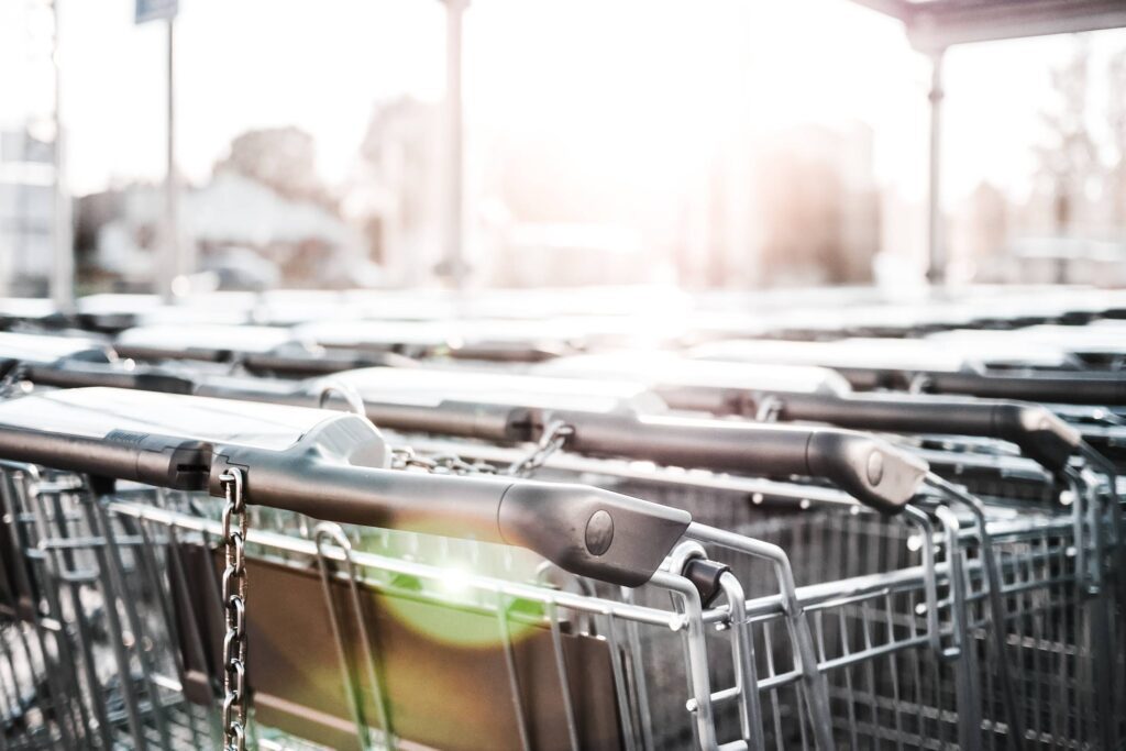 Row of Parked Shopping Carts Free Photo