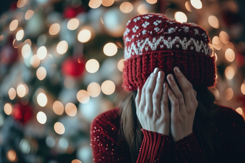 Sad Child in Christmas Depression Kids Mental Health Stock Free