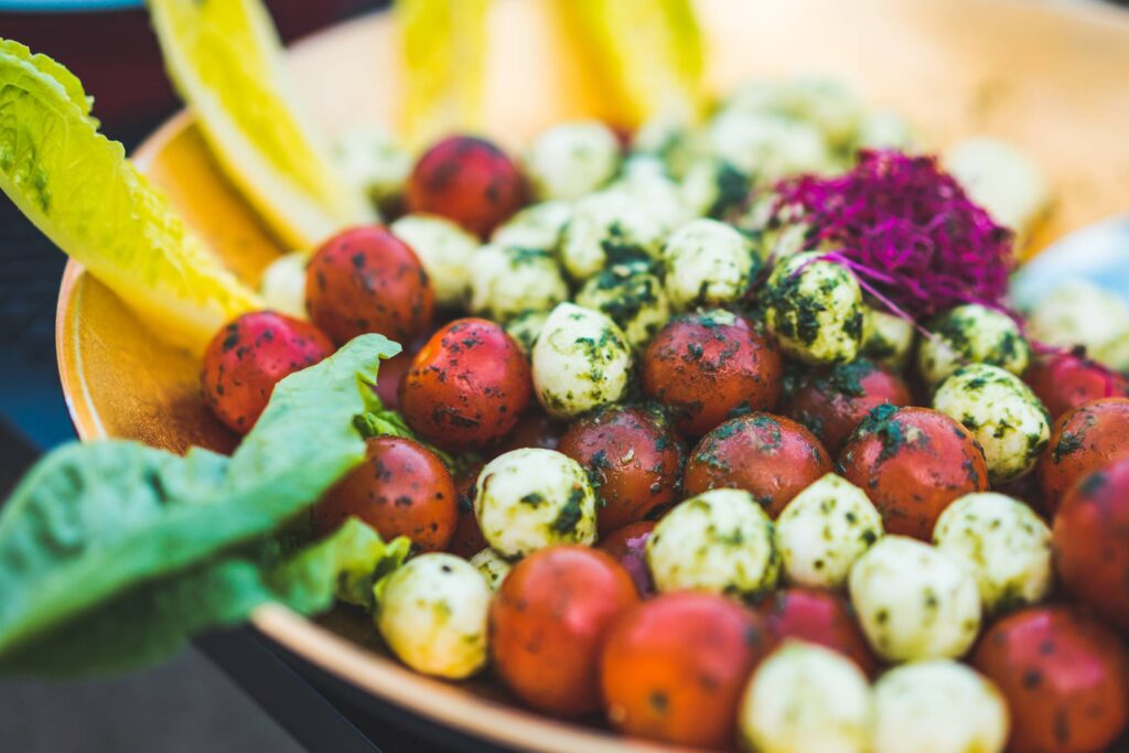 Salad Bowl with Mozzarella and Cherry Tomatoes Free Photo