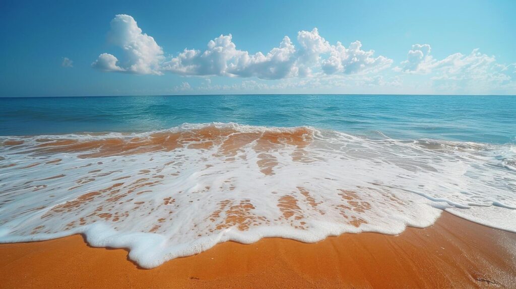 Sandy Beach With Grass and Ocean Background Stock Free