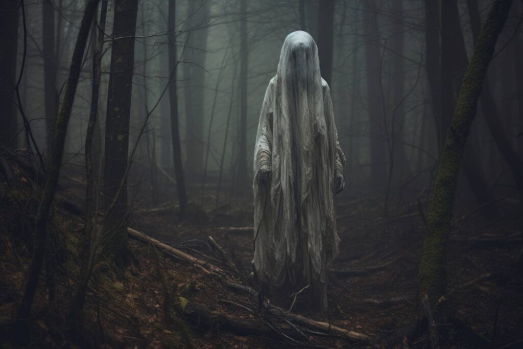 Scary Ghost in Forest Stock Free