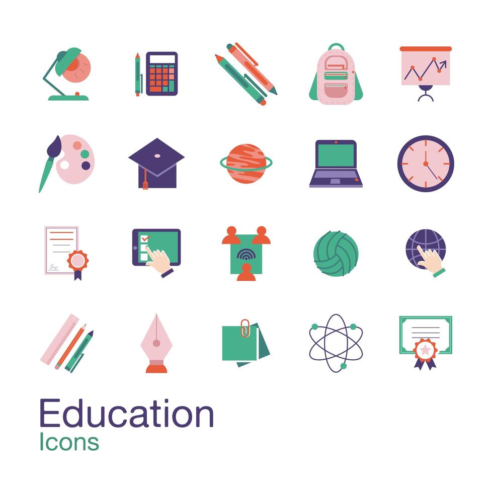 School and education flat-style icon set Stock Free