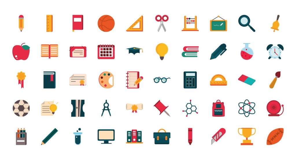 School and education icons set Stock Free