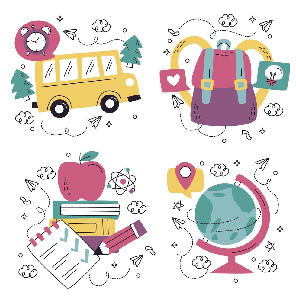 school back to school icons set Stock Free