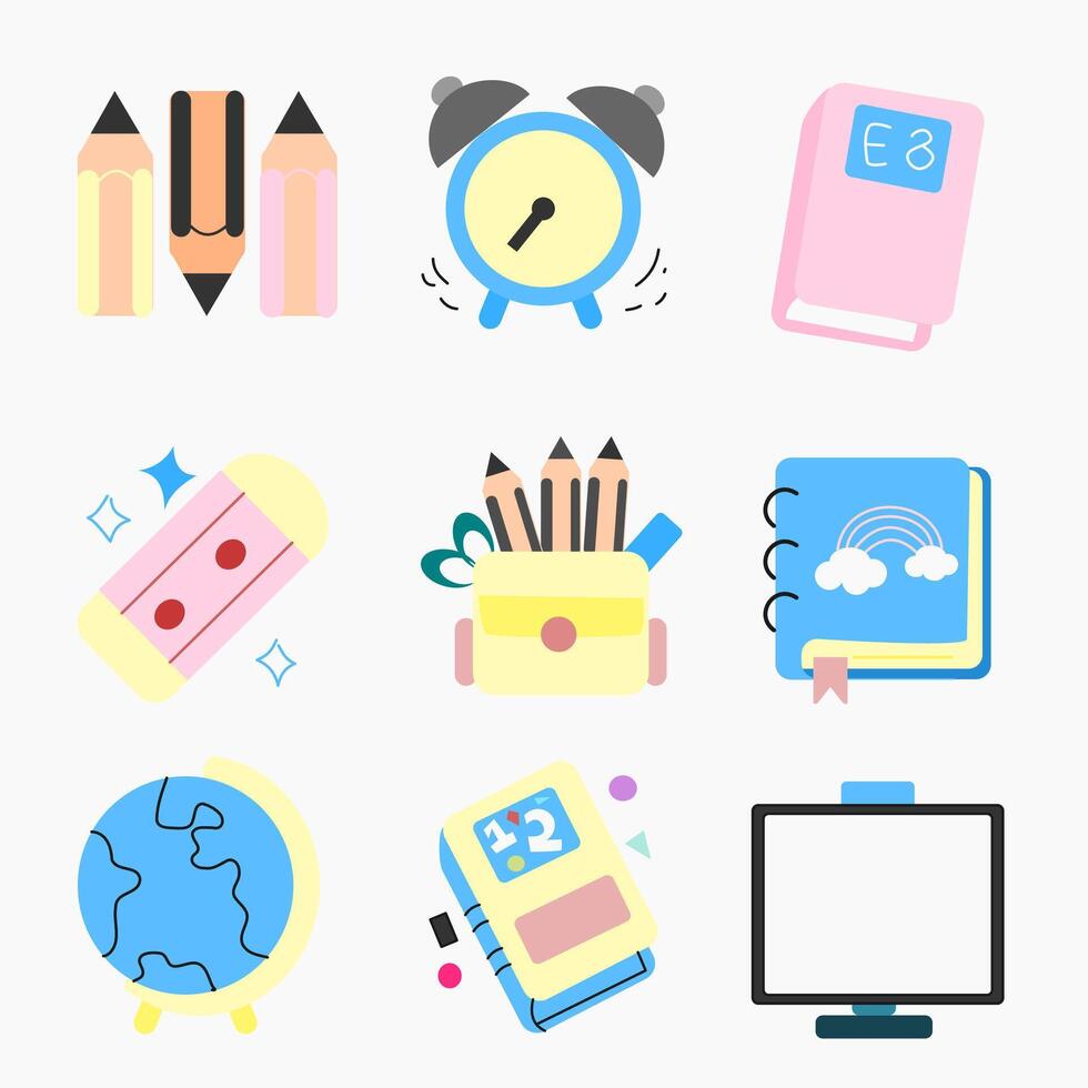 school supplies icon set Stock Free