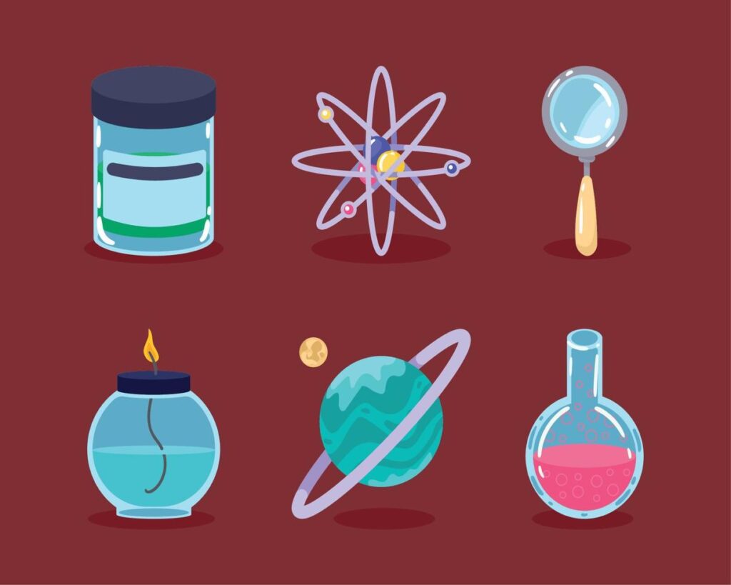 science lab six icons Stock Free