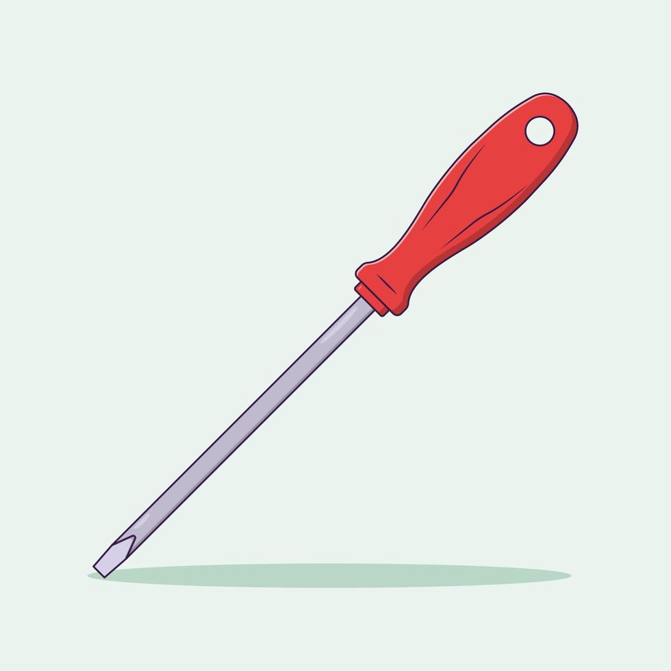 Screwdriver Vector Icon Illustration with Outline for Design Element, Clip Art, Web, Landing page, Sticker, Banner. Flat Cartoon Style Stock Free