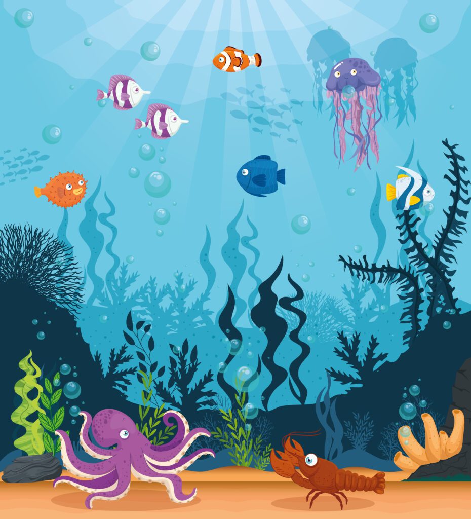 Sea life background Free Vector