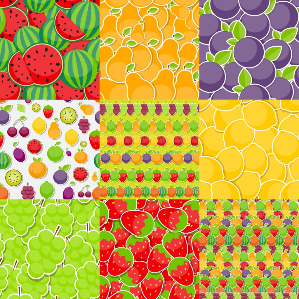 Seamless Pattern Background from Different Fruits Free Vector