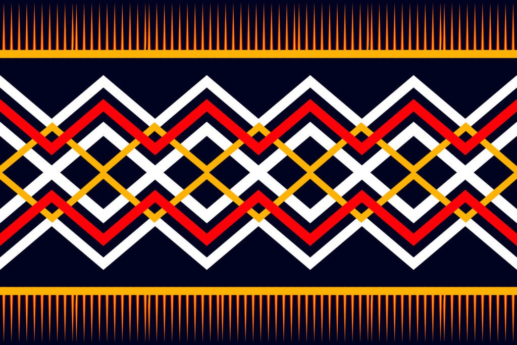 Seamless pattern, traditional ethnic pattern on black background, Aztec abstract vector pattern Free Vector and Free SVG