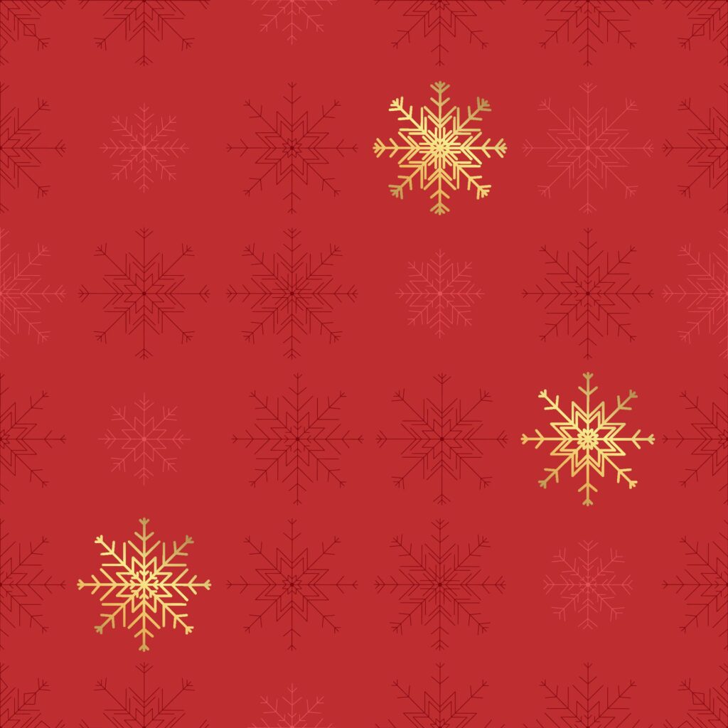 Seamless snowflake pattern in red and gold, snowflake line geometric shapes, ideal for winter and Christmas themed designs. Not . Free Vector and Free SVG