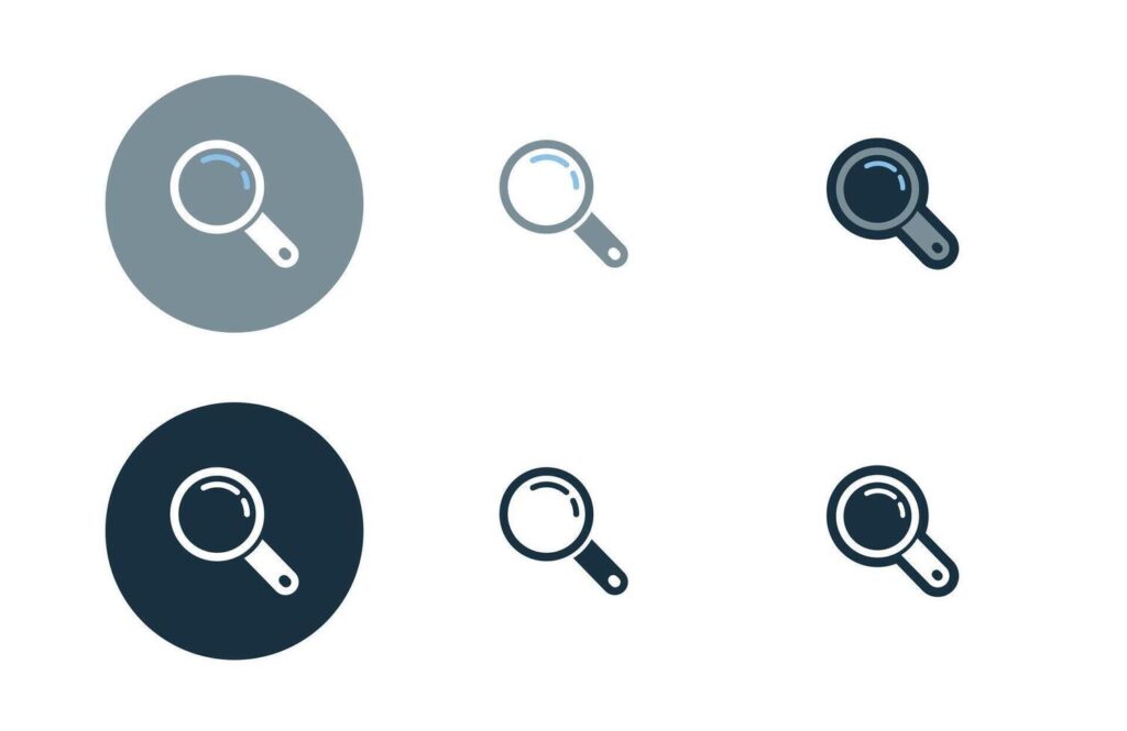 Search icons collection in different style flat illustration set Stock Free