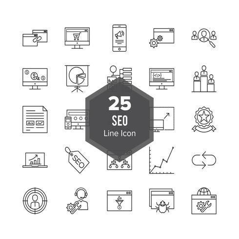 SEO Search Engine Optimization Line Icon Set Stock Free