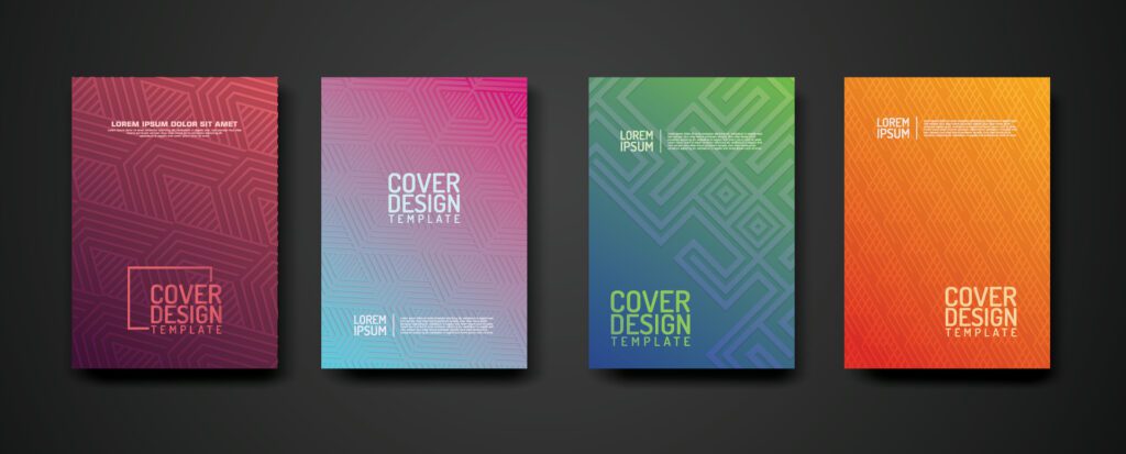 set cover Design template with geometric lines textured pattern background and dynamic gradation color Free Vector