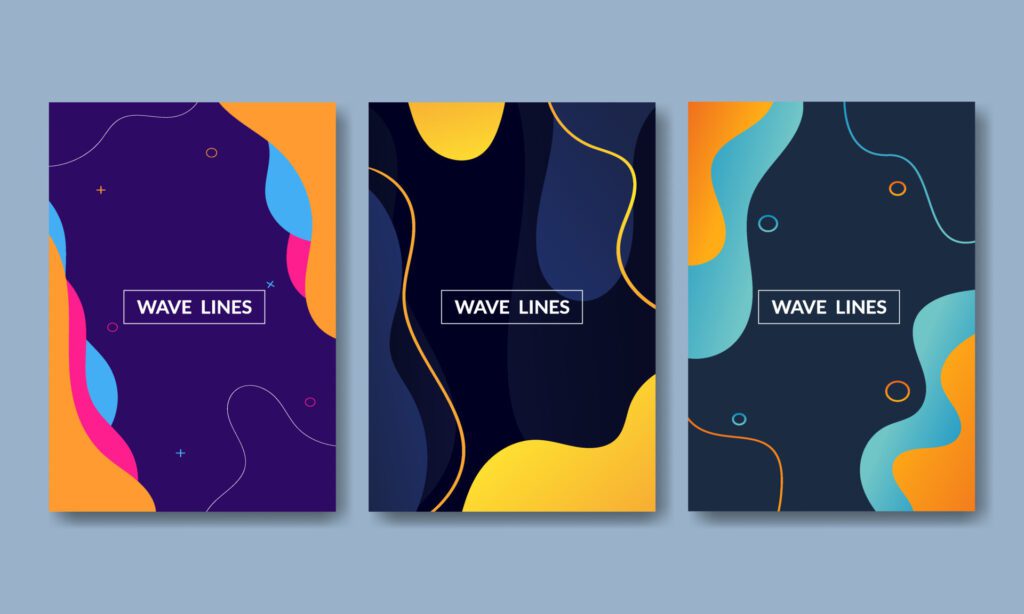 Set Design Cover Template With Colorful Liquid Effect Free Vector