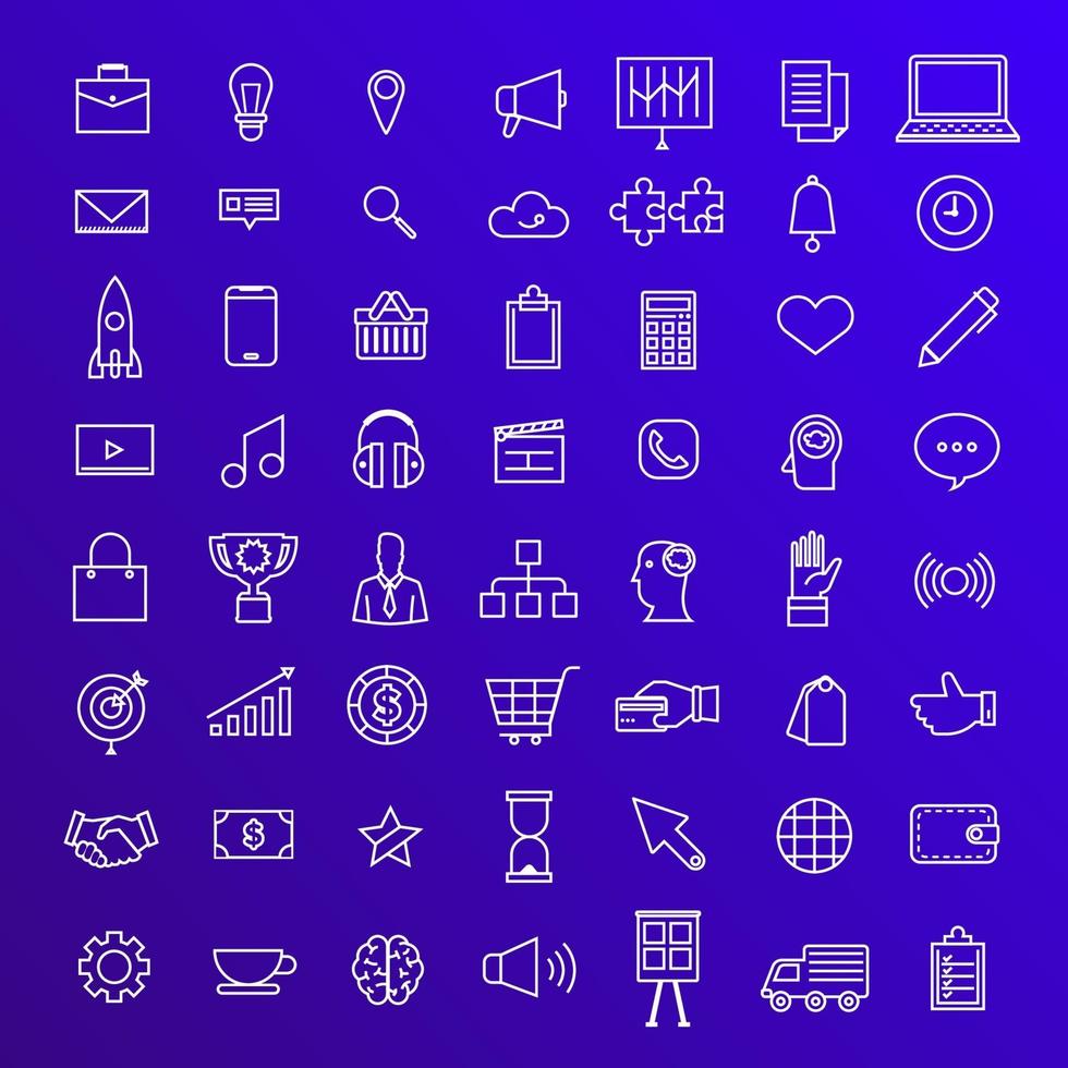 Vector set icons thin line concept business and technology content. Flat design illustration. Stock Free