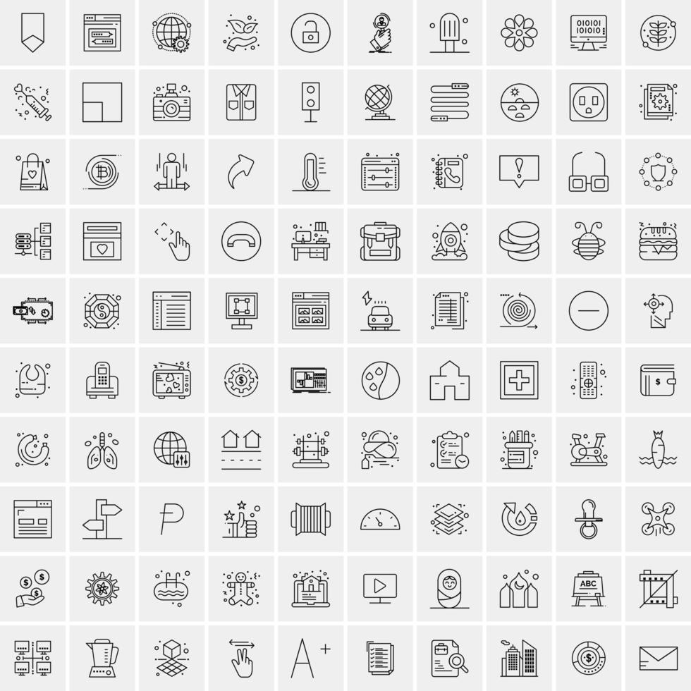 Set of 100 Creative Business Line Icons Stock Free