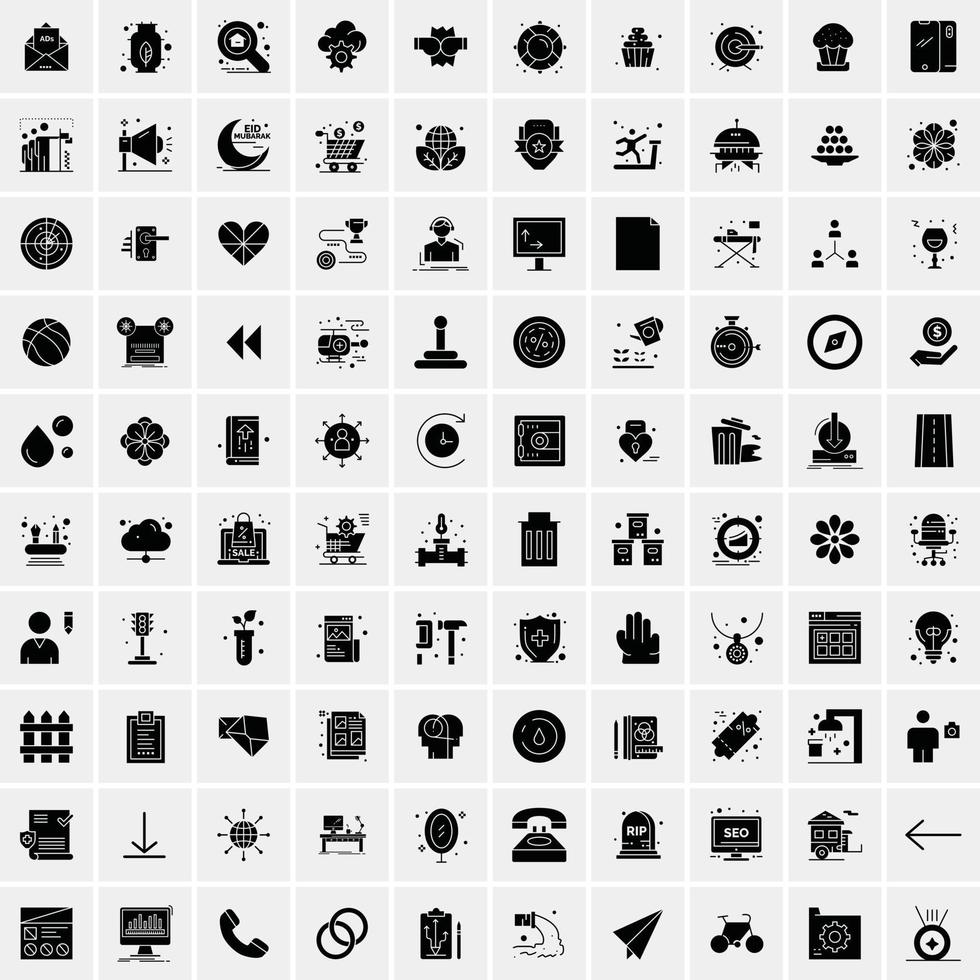 Set of 100 Universal Solid Icons Stock Free